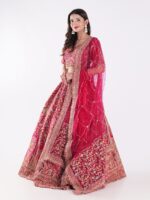 Stunning Floral Pattern With Intricate Embroidery In Gold Silver Bridal Lehenga Choli Set