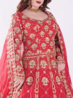 Intricate Gold Embroidery Stunning Floral Vibrant Red Bridal Lehenga Set