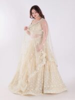 Cream Colored Intricately Embroidered Designer Lehenga Choli Set