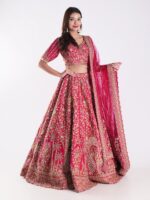 Stunning Floral Pattern With Intricate Embroidery In Gold Silver Bridal Lehenga Choli Set