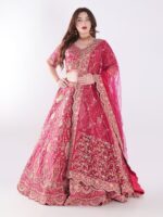 Delicate Floral Patterns And Shimmering Sequins With Hand Embroidery Red Bridal Lehenga Set