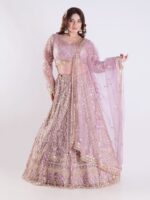 Adorned With Intricate Embroidery And Sequins Light Lavender Bridal Wedding Lehenga Set