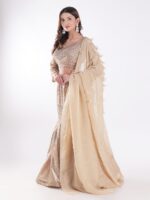 Sparkling Gold And Silver Outfit Covered In Sequins And Beads Cocktail Fish Cut Lehenga Set - Image 3