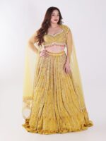 Stunning Mustard Yellow Backless Party Wear Lehenga Choli Set - Image 3