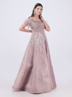 Step Into The Spotlight With This Stunning Elegant Dusty Rose Embellished Off Shoulder Gown - Image 4