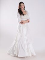 White Flowing Intricate Layers Of Ruffles Dramatic And Elegant Silhouette Cocktail Lehenga Set - Image 4