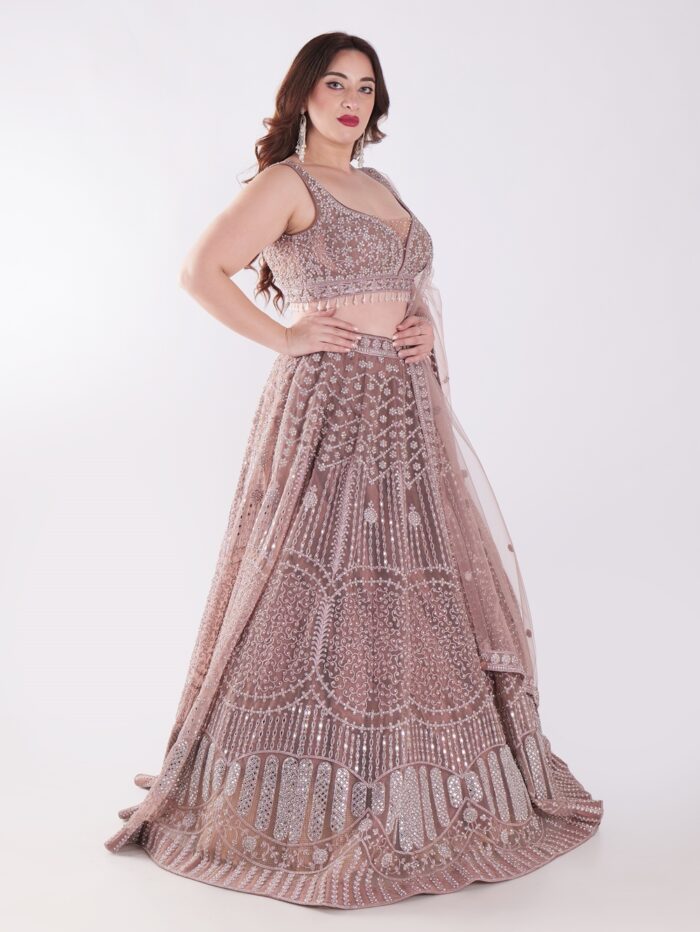 Intricately Embroidered With Silver Sequins Elegant Look Designer Lehenga Set - Image 4