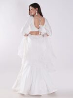 White Flowing Intricate Layers Of Ruffles Dramatic And Elegant Silhouette Cocktail Lehenga Set - Image 5