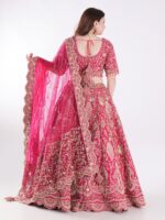 Delicate Floral Patterns And Shimmering Sequins With Hand Embroidery Red Bridal Lehenga Set - Image 5