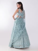 Beautiful Powder Blue Embroidered Party Wear Lehenga Set - Image 5