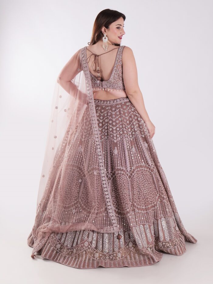 Intricately Embroidered With Silver Sequins Elegant Look Designer Lehenga Set - Image 5