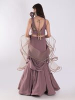 Sleeveless Crop Top With Intricate Gold Embroidery Skirt Cocktail Indowestern Lehenga Set - Image 5