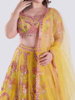 Radiate Sunshine In Style Yellow Floral Embroidered Mirror Work Lehenga Choli Set - Image 6