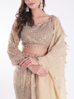 Sparkling Gold And Silver Outfit Covered In Sequins And Beads Cocktail Fish Cut Lehenga Set - Image 6