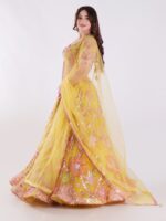 Radiate Sunshine In Style Yellow Floral Embroidered Mirror Work Lehenga Choli Set - Image 7