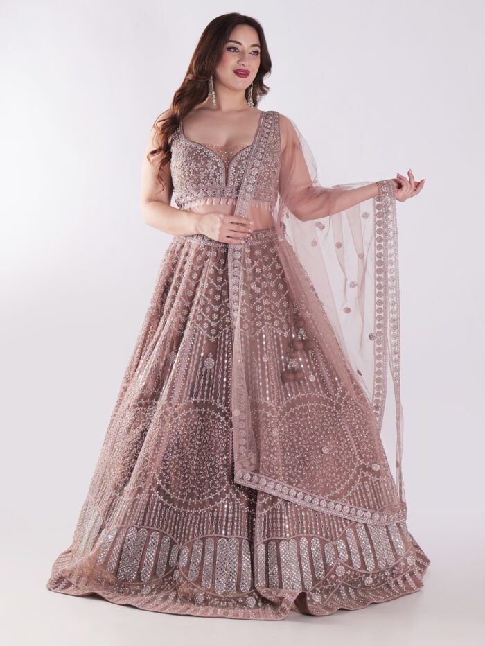 Intricately Embroidered With Silver Sequins Elegant Look Designer Lehenga Set - Image 7