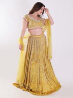 Stunning Mustard Yellow Backless Party Wear Lehenga Choli Set - Image 7